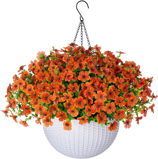 Artificial Fall Hanging Mums Flowers Basket for Outdoor Decor