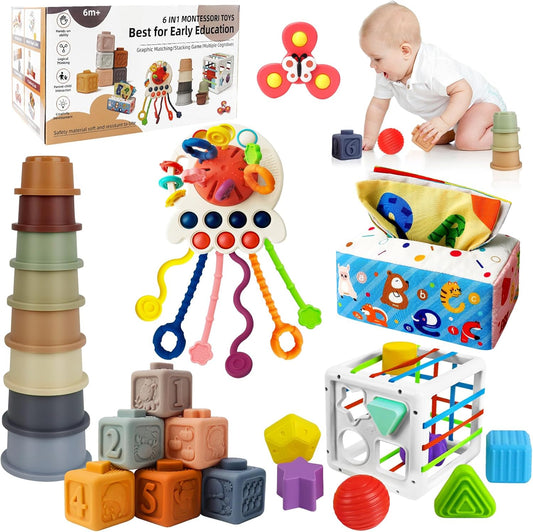 6-in-1 Montessori Baby Toy Set - Developmental Fun!