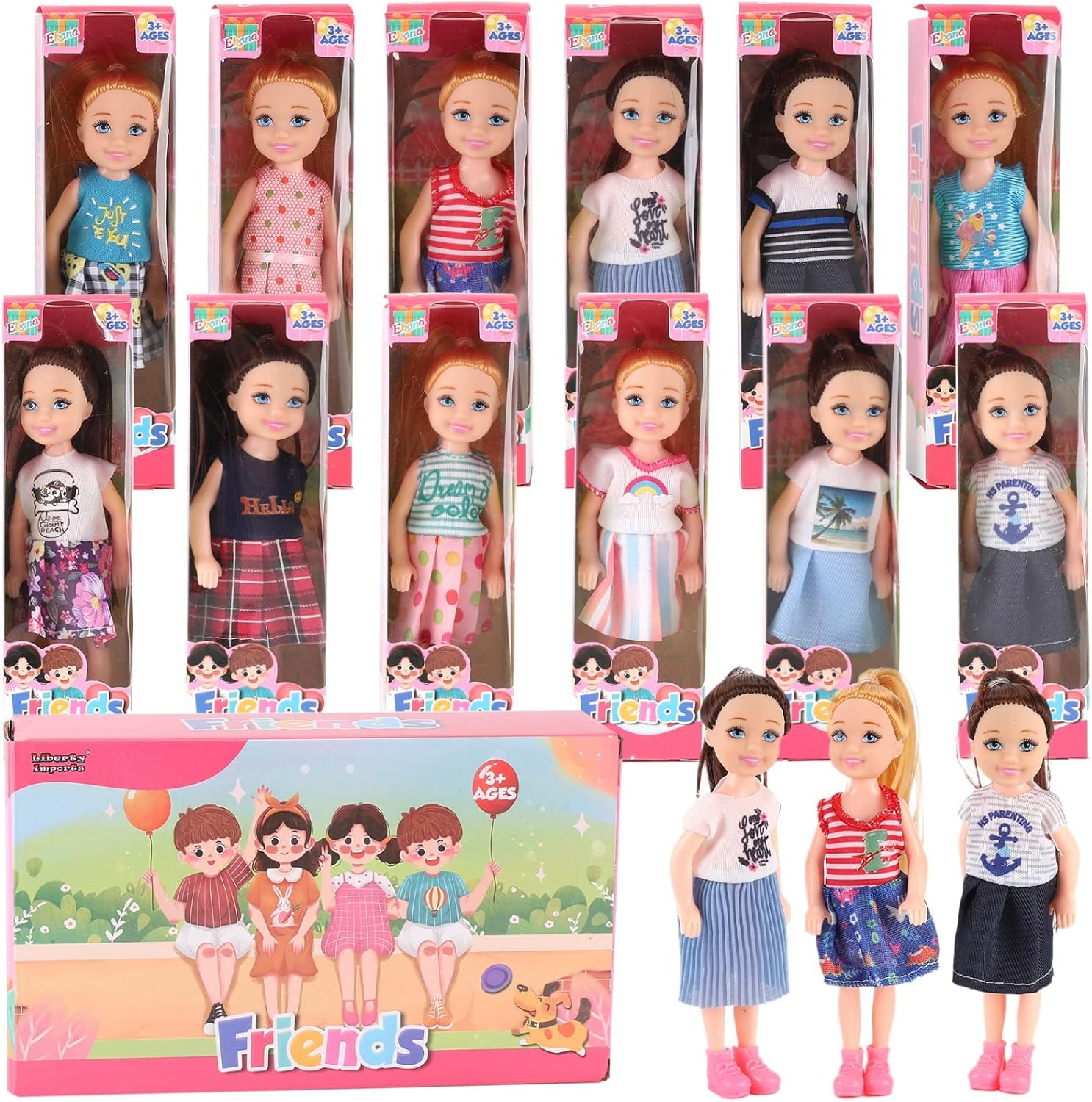 12 Pack Little Girls Party Favors Dolls for Creative Play