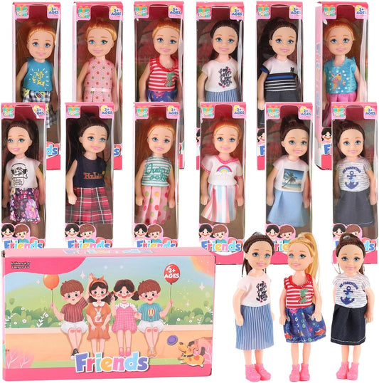 12 Pack Little Girls Party Favors Dolls for Creative Play