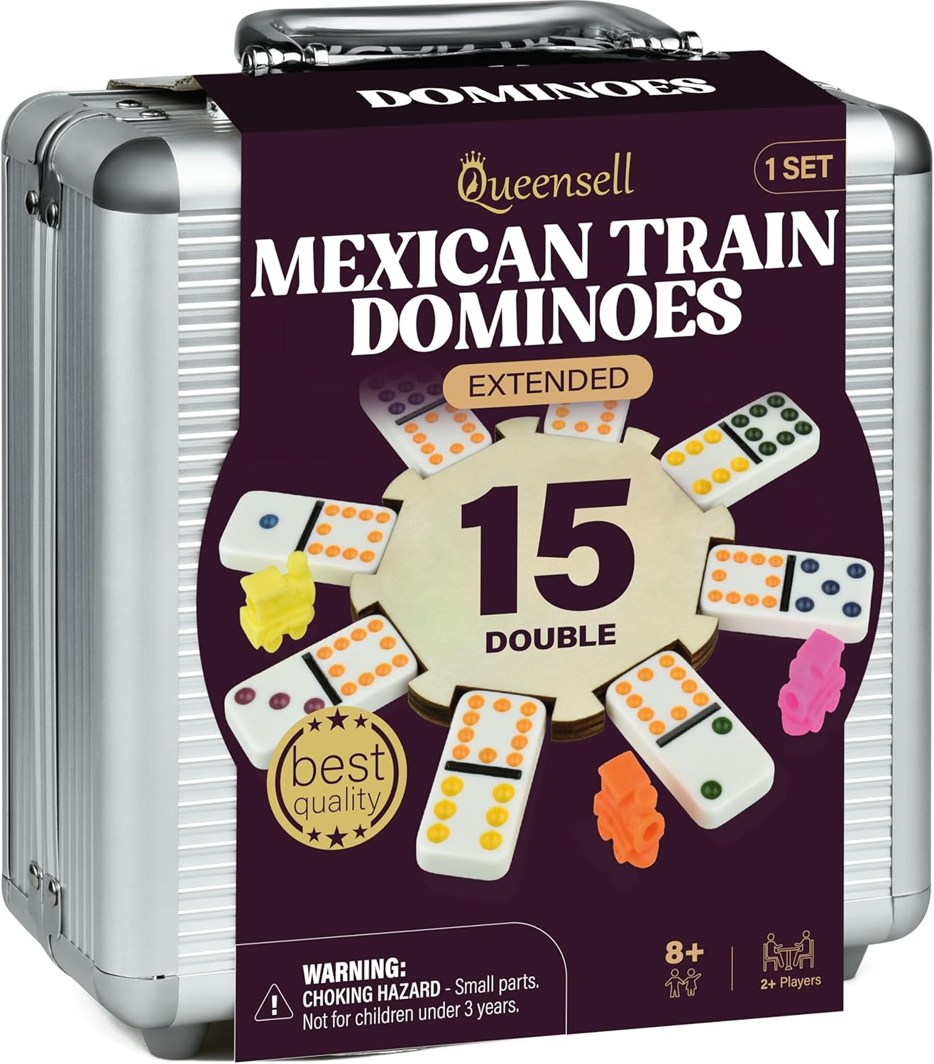 Mexican Train Dominoes Set Double 15 for Family Fun and Games