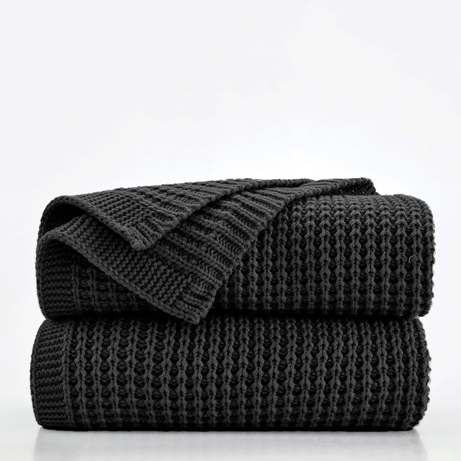Douceur Black Throw Blanket - Soft Chunky Knit for Cozy Living