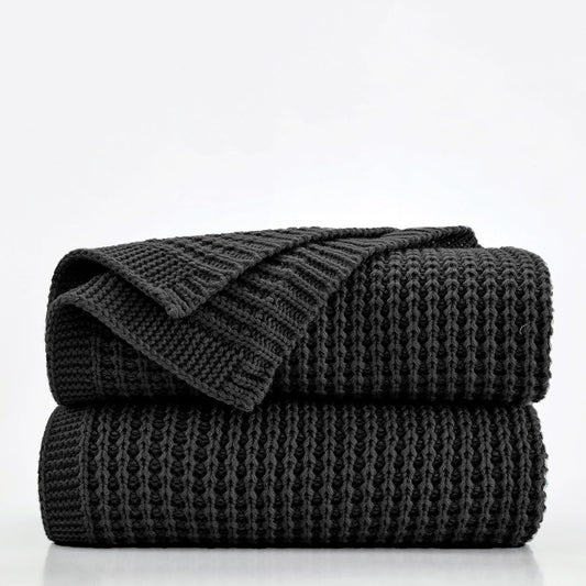 Douceur Black Throw Blanket - Soft Chunky Knit for Cozy Living