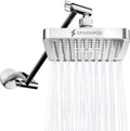 Square Rain Shower Head with 11in Extension Arm - Height Adjustable