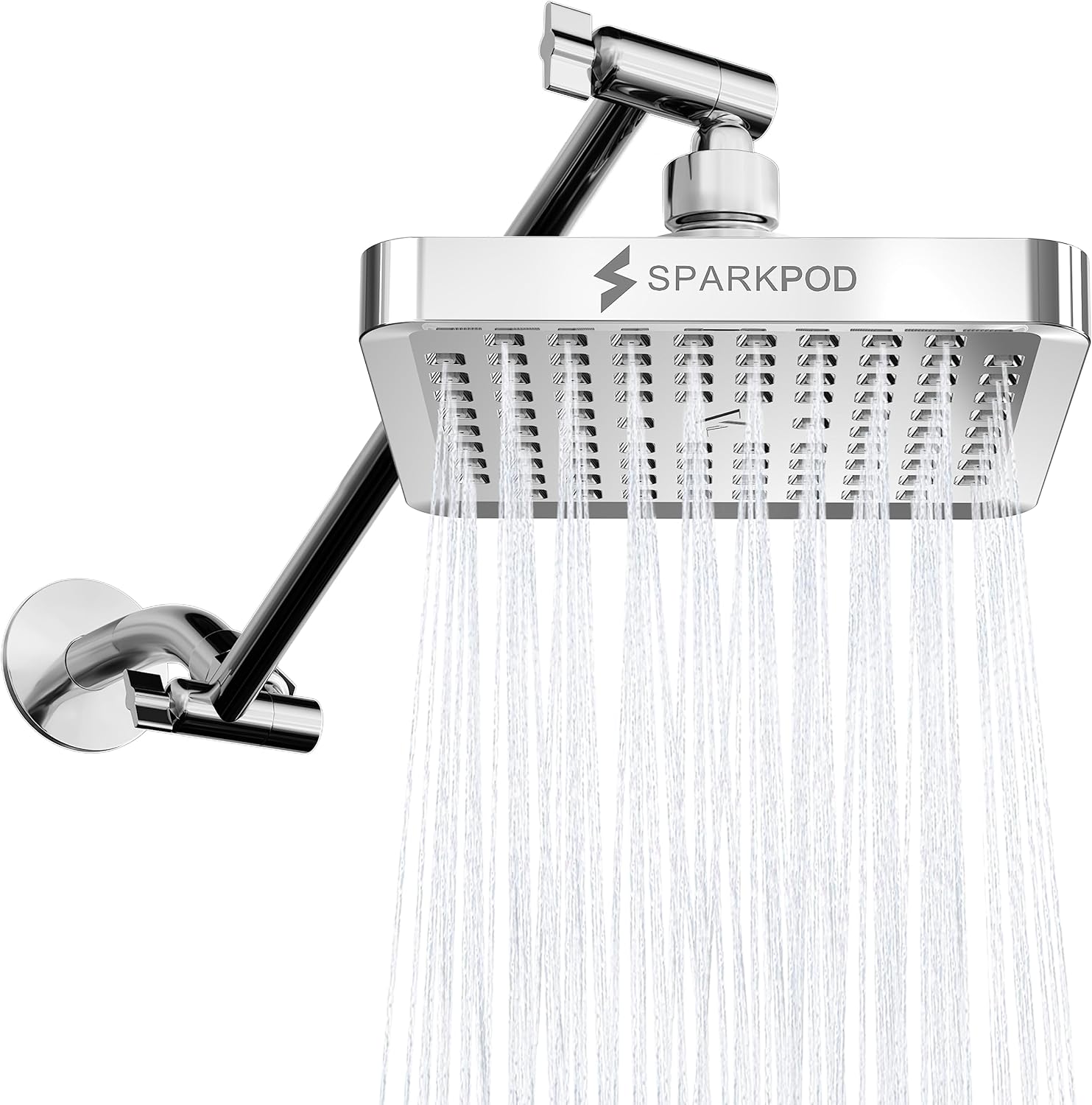 SparkPod Square Rain Shower Head with Adjustable Extension Arm
