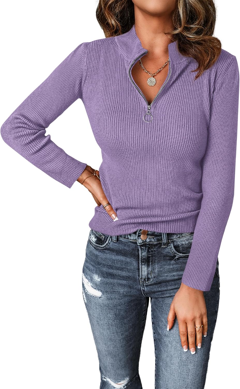 PRETTYGARDEN Fall Quarter Zip Pullover Sweaters for Women