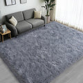 Large Area Rugs for Living Room Bedroom 5x7 ft Grey Fluffy Shag Rug