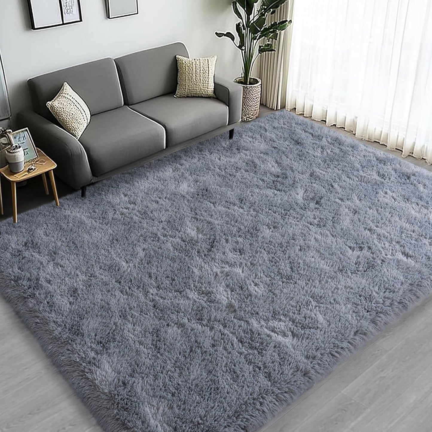 Large Area Rugs for Living Room Bedroom, 5x7 Feet Grey Fluffy