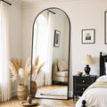 Full Length Mirror 71in x 28in Oversized Floor Mirror - Arched Black