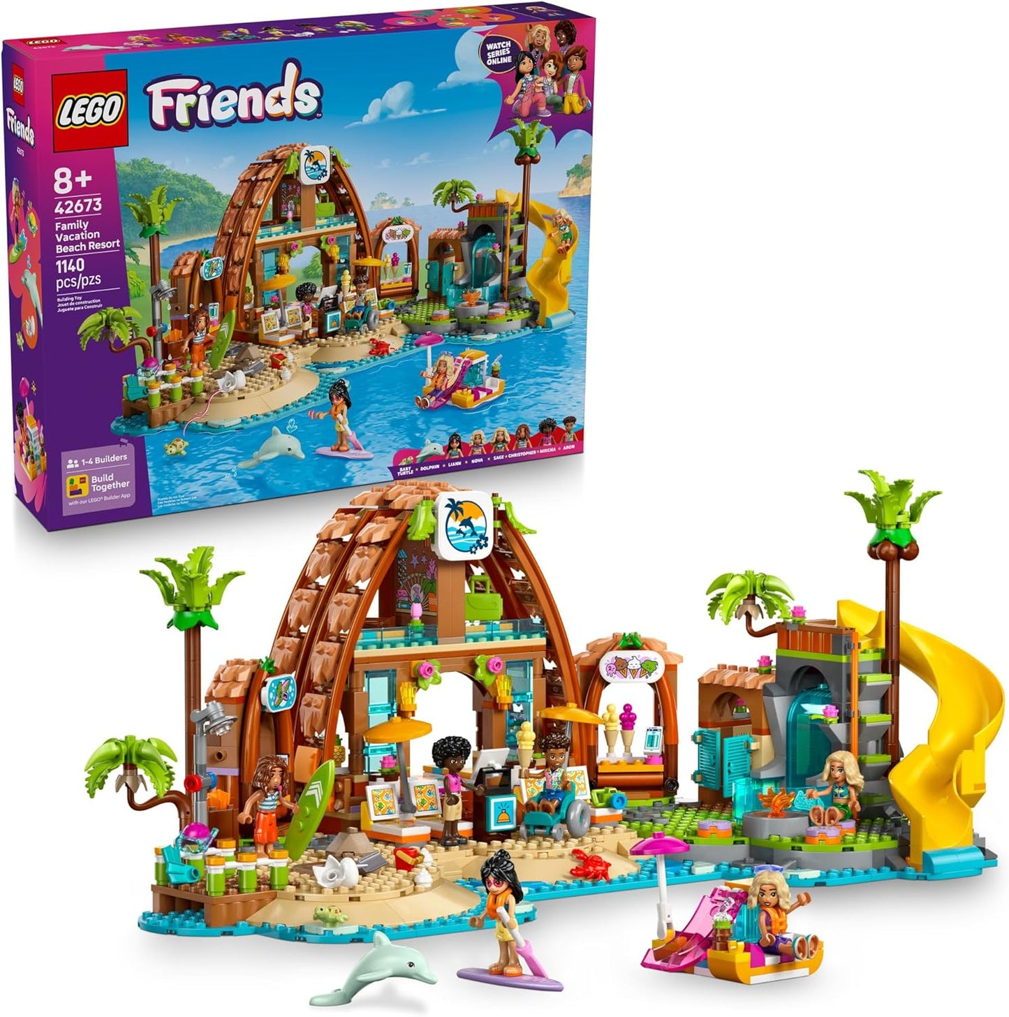 LEGO Friends Family Vacation Beach Resort Building Toy for Kids