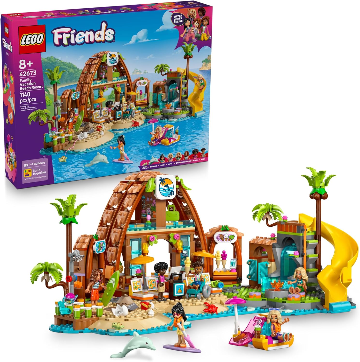LEGO Friends Family Vacation Beach Resort Building Toy for Kids