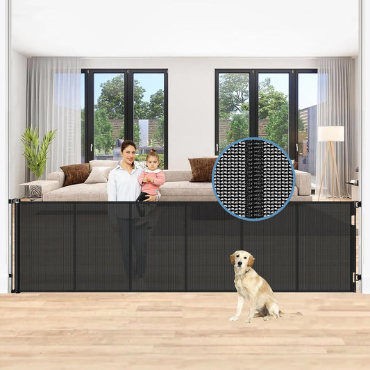 Reinforced 150 Inch Retractable Baby Gate for Pets and Kids