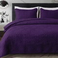 King Size Purple Quilted Coverlet Set - Soft Reversible Quilt