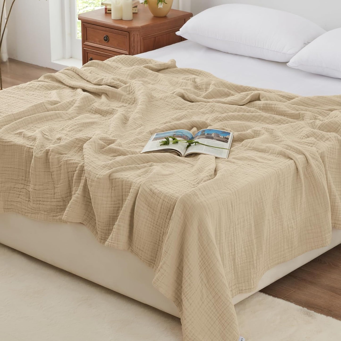 Love's Cabin 6 Layer Cotton Muslin Blanket for Cozy Comfort