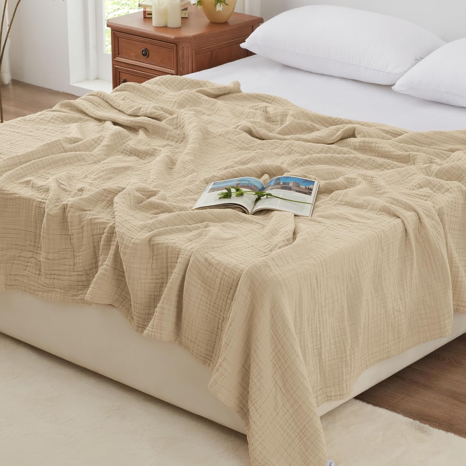 Love's Cabin 6 Layer Cotton Muslin Blanket for Cozy Comfort