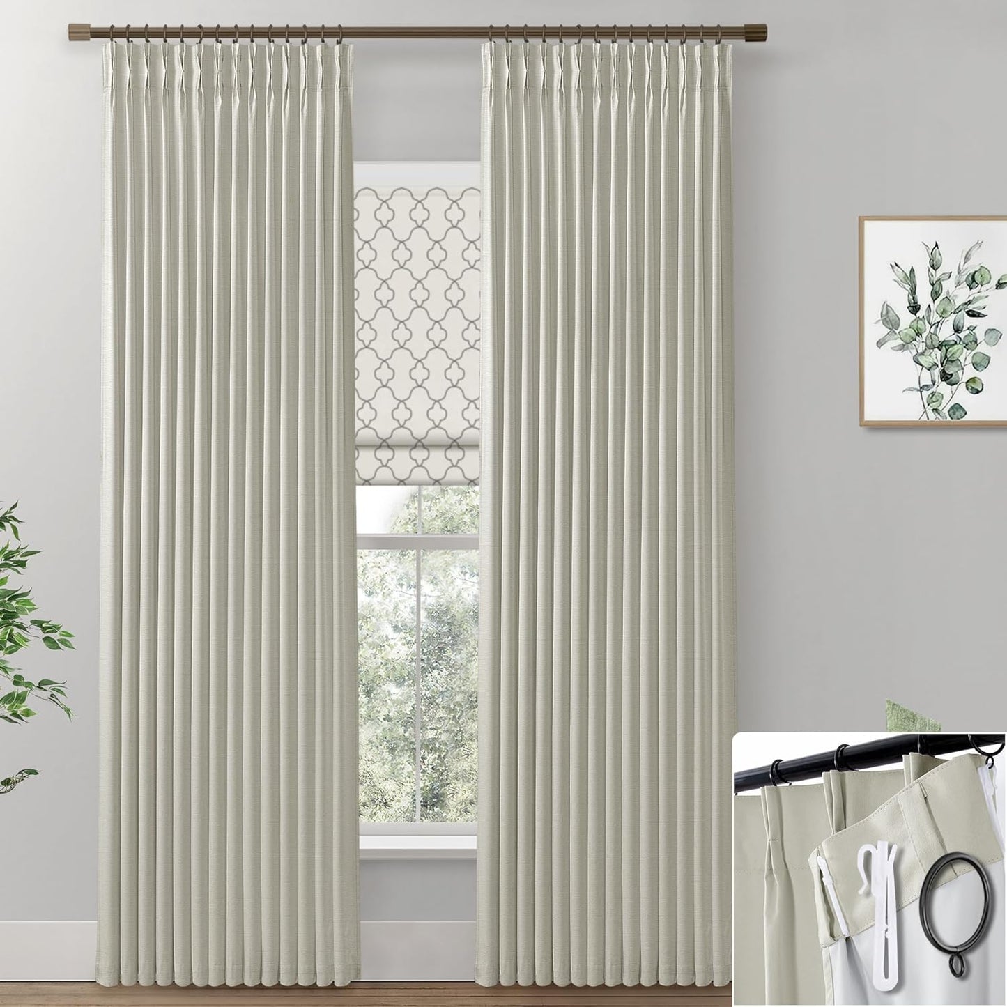 Blackout Farmhouse Bay Window Curtains Set