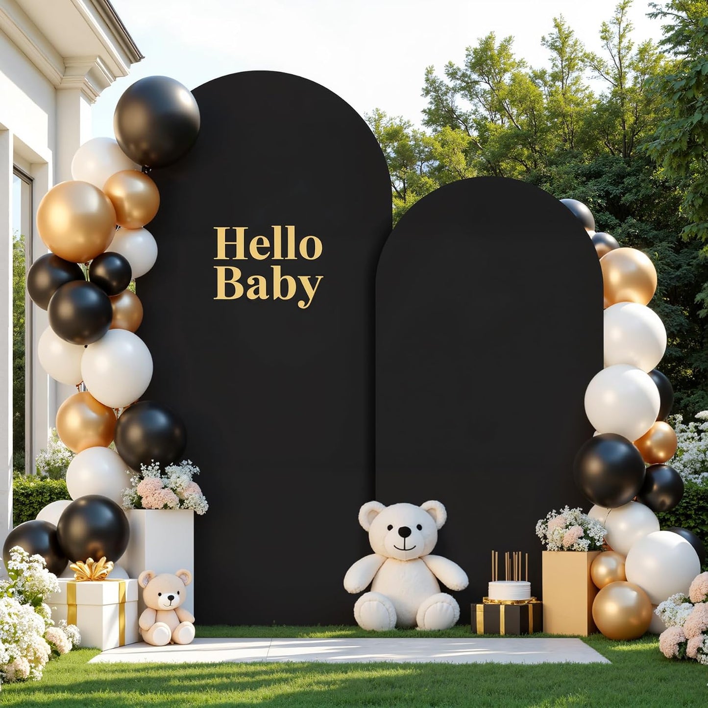 Black Arch Backdrop Cover Set of 2 for Weddings and Parties