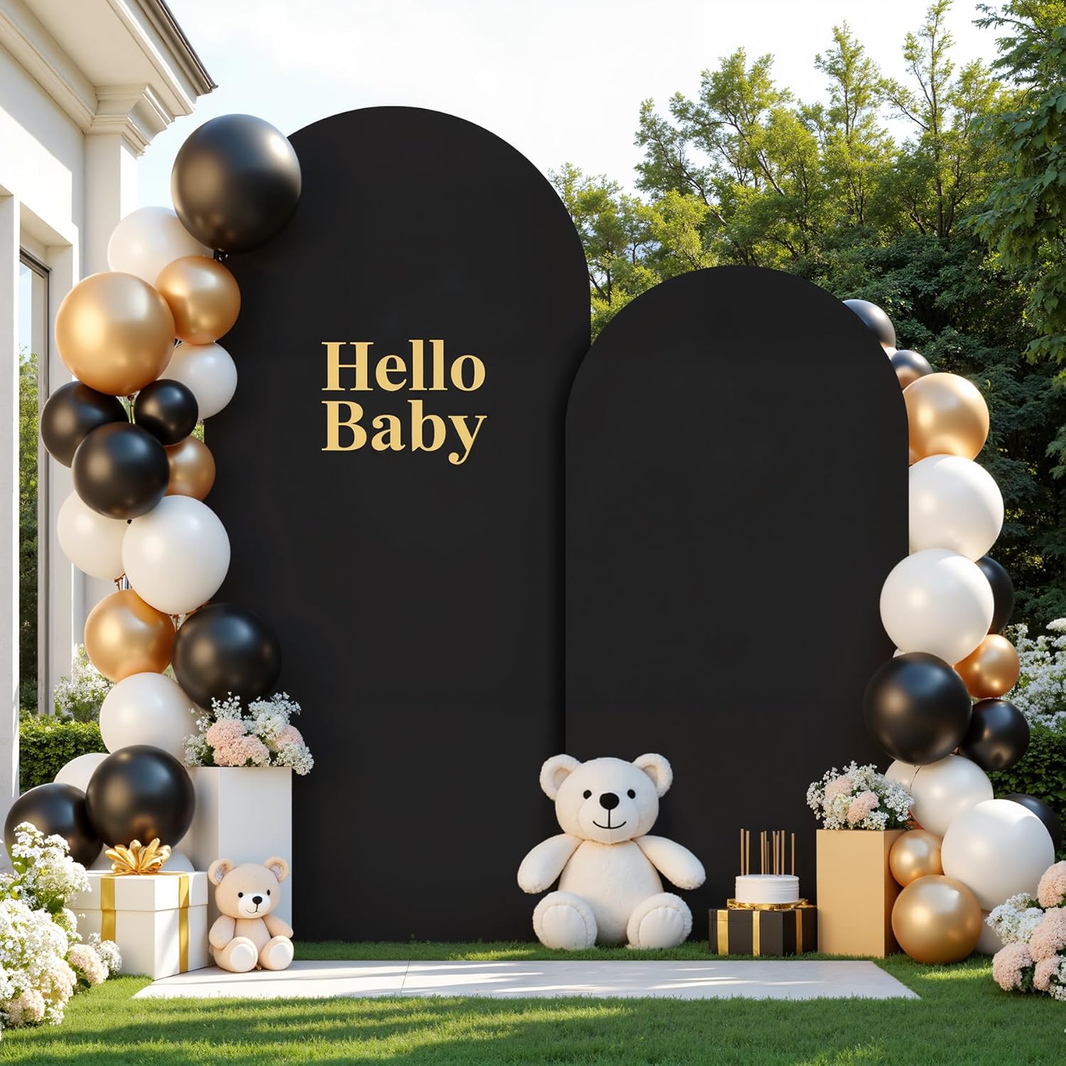 Black Arch Backdrop Cover Set of 2 for Weddings and Parties
