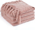 Chenille Throw Blanket for Couch 60in x 80in Twin - Soft Dusty Pink
