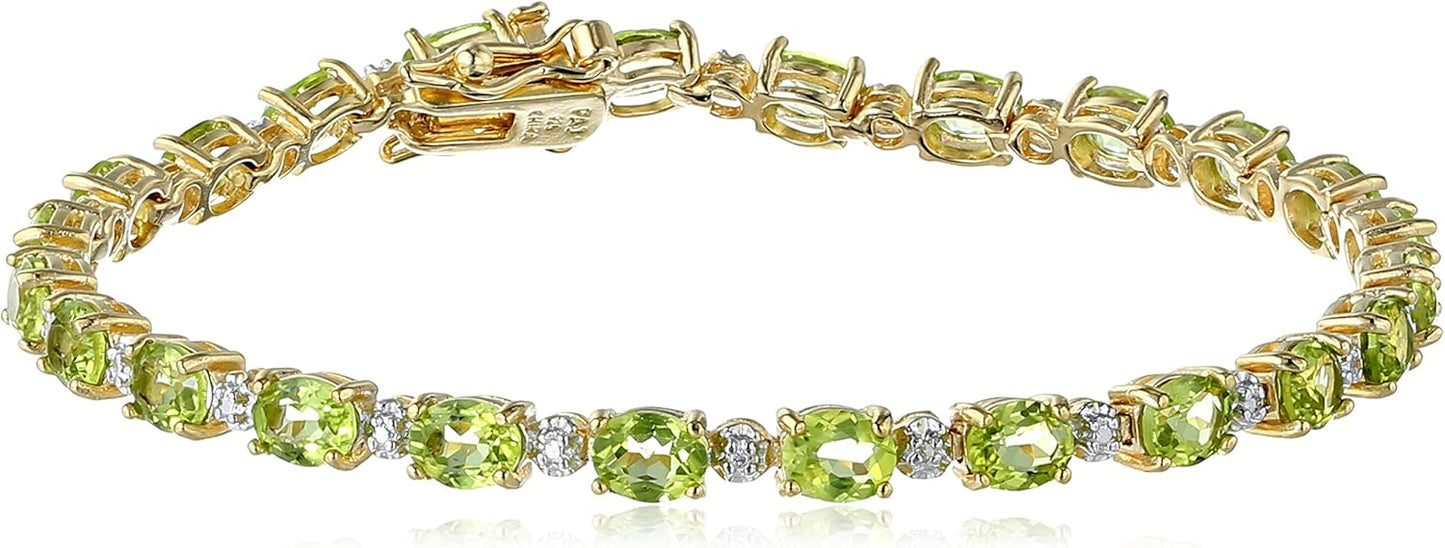 Classic Tennis Bracelet with Genuine Peridots and Diamond Accents