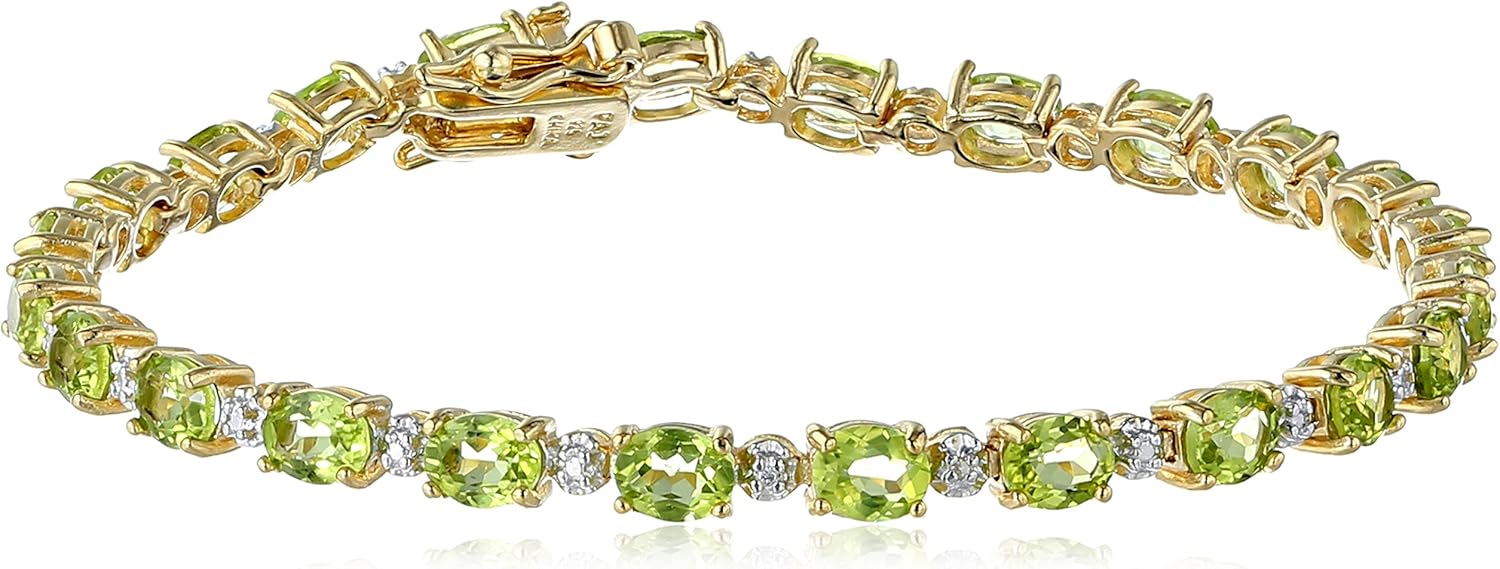 Classic Tennis Bracelet with Genuine Peridots and Diamond Accents