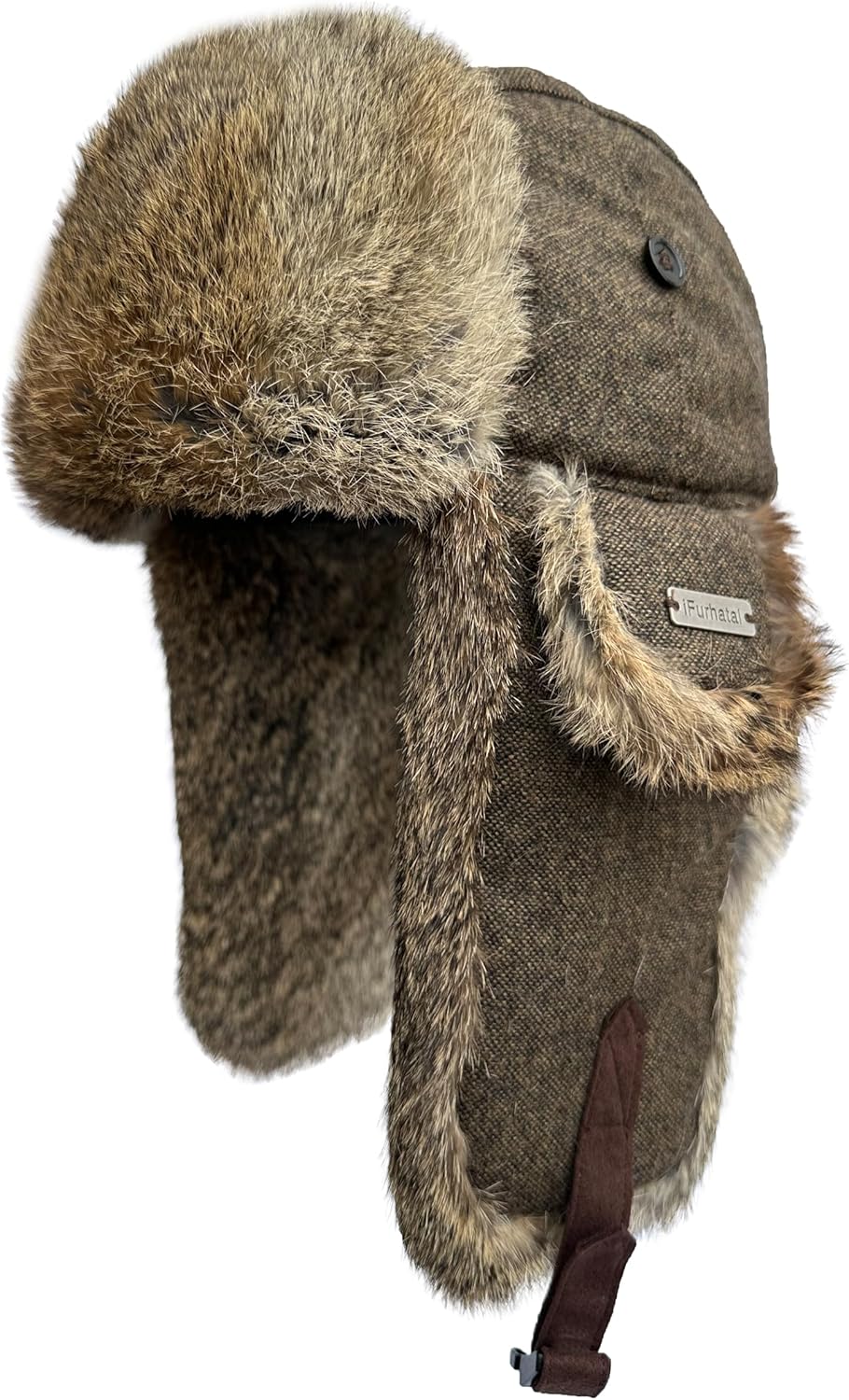 100% Real Rabbit Fur Winter Trapper Hat for Men and Women