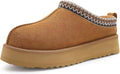 Suede Platform Slippers for Women - Fuzzy Warm Indoor Outdoor