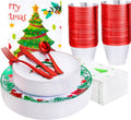 GATHER 176 Pieces of Christmas Plates and Cutlery Set - Holiday