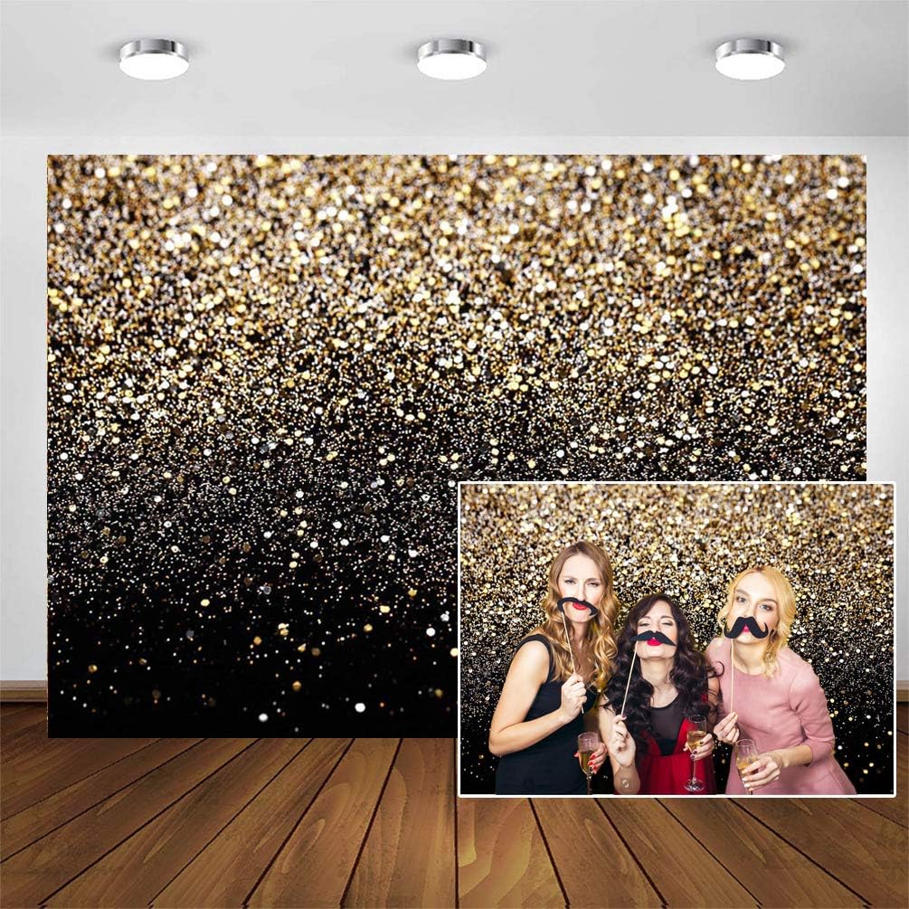 CYLYH 12X10ft Black and Gold Backdrop for Stunning Photos