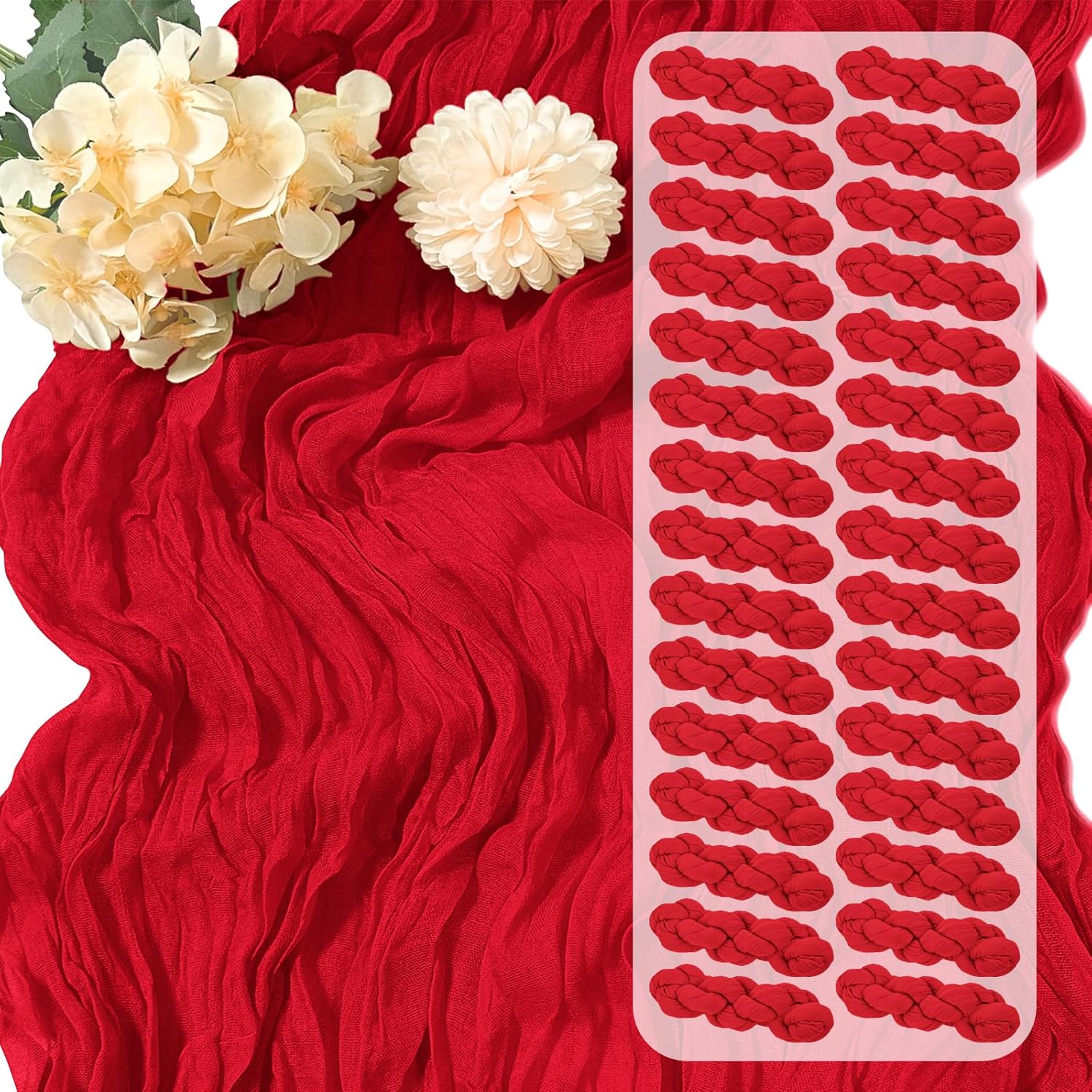 30 Pack Red Cheesecloth Table Runners for Elegant Events