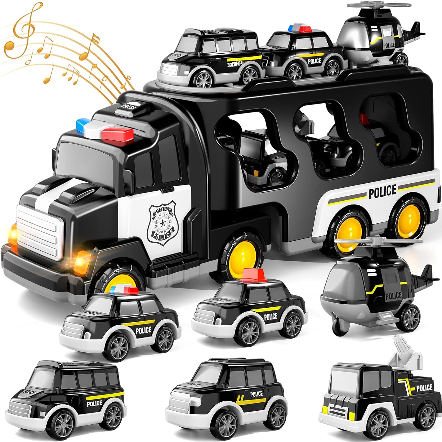 7-in-1 EPPO Police Car Toy Set - Lights & Sounds Fun!