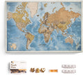 Canvas World Map with Cork Pin Board - Decorative Wall Map 120x80 cm