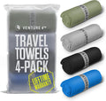 Microfiber Travel Towels 4-Pack - Quick Dry, Compact & Lightweight
