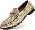 Men's Glitter Dress Shoes Metallic Sequins Loafers - Statement Wedding