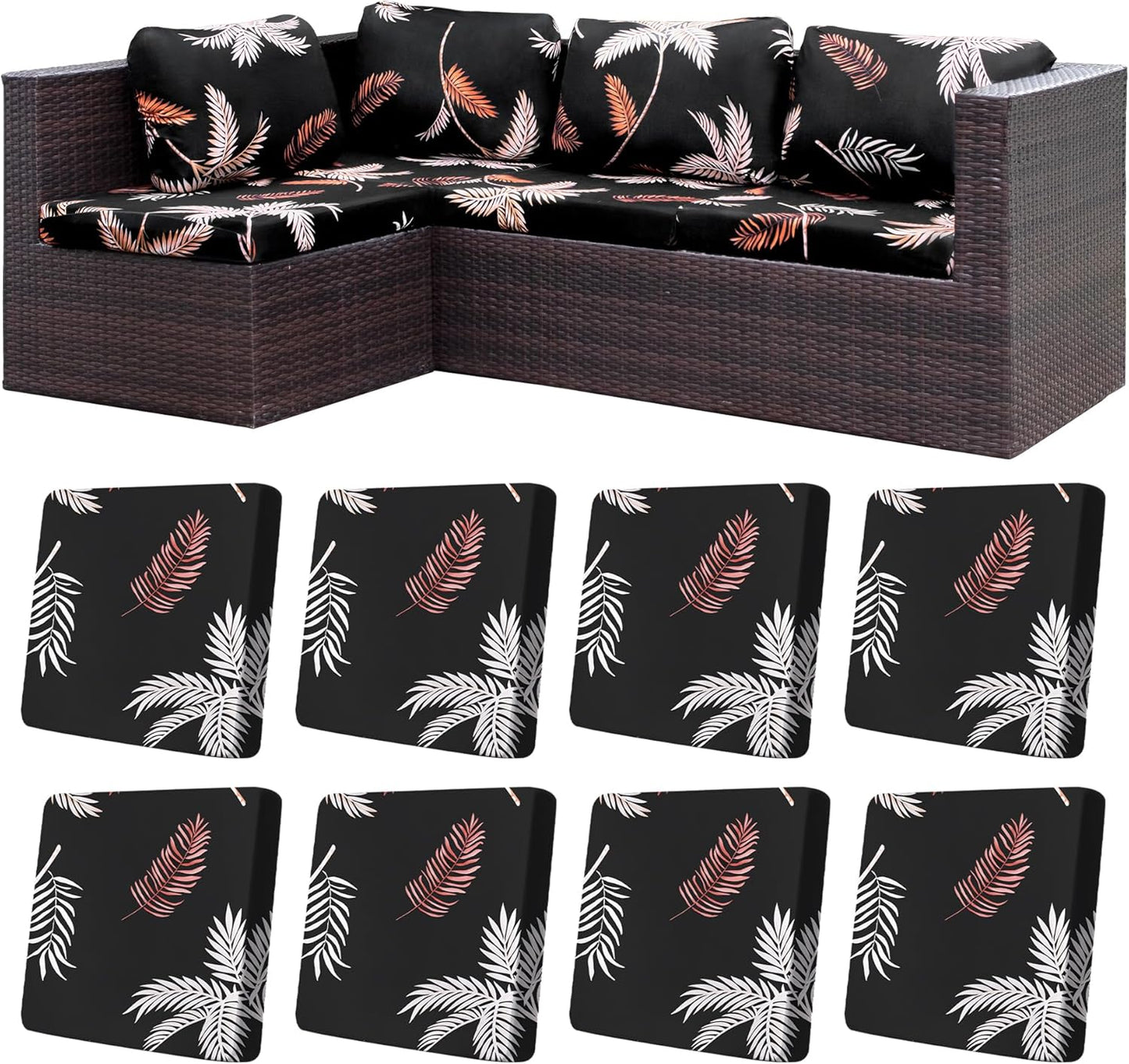 8Pcs Stretch Patio Cushion Covers for Outdoor Furniture Protection
