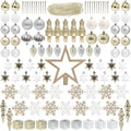 Christmas Tree Ornaments Assortment 115pcs Champagne Silver White