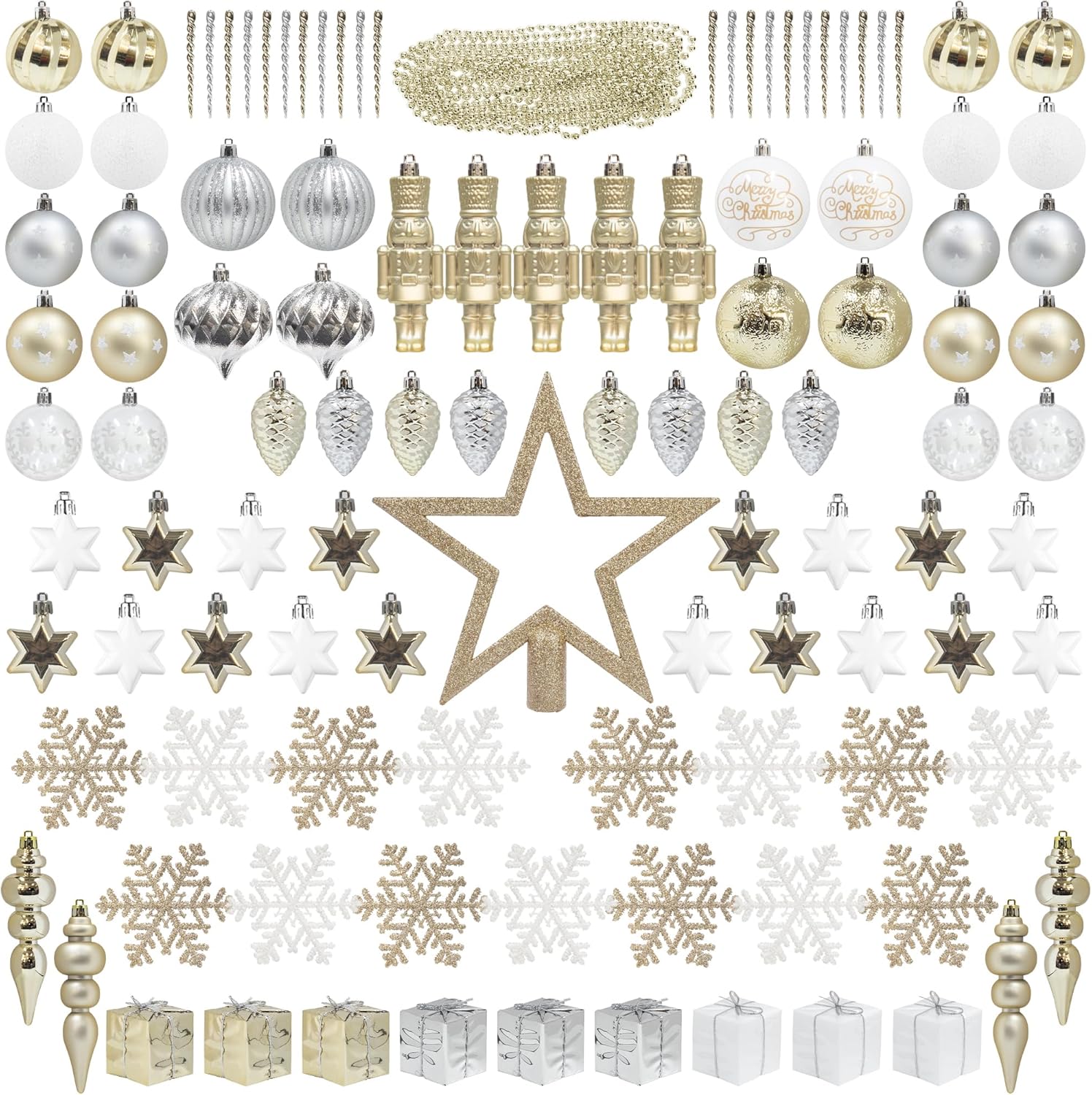 ITART 115pcs Christmas Tree Ornaments Set for Holiday Decor