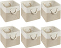 White & Light Brown Cube Storage Bins 6-Pack 11 x 11 in - Foldable