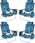Tangkula Set of 4 Backpack Beach Chair with Cooler Bag