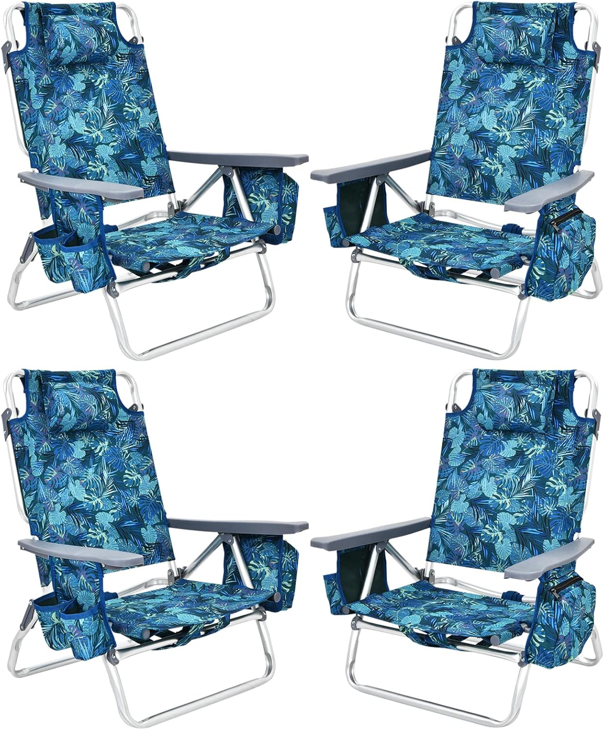 Tangkula Set of 4 Backpack Beach Chair with Cooler Bag