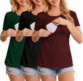 Ekouaer Womens Nursing Tops 3 Pack Double Layer Short Sleeve