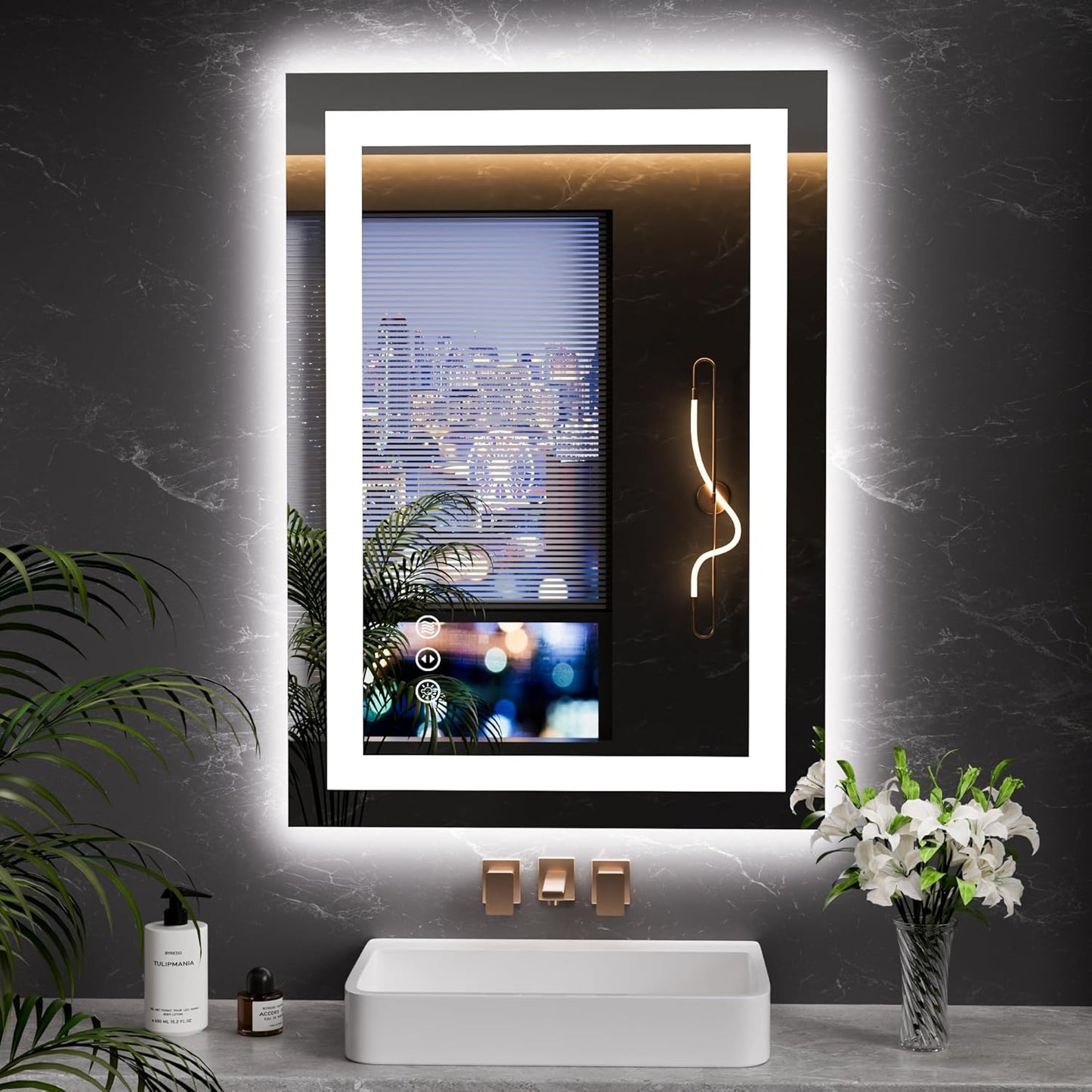 LOAAO 20x28 LED Mirror for Bathroom with Anti-Fog and Dimmable Lights