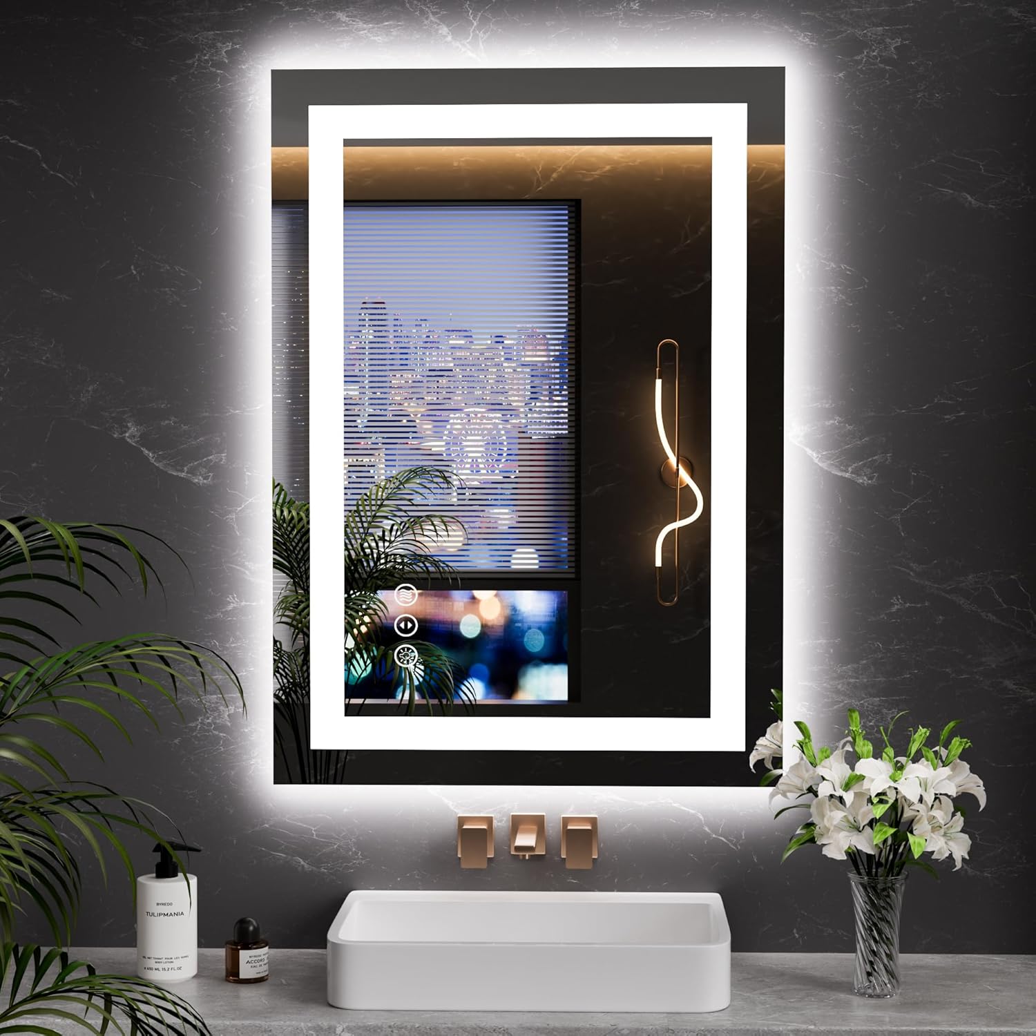 LOAAO 20x28 LED Mirror for Bathroom with Anti-Fog and Dimmable Lights