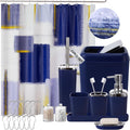 Blue Bathroom Accessories Set with Shower Curtain - Coordinated Navy