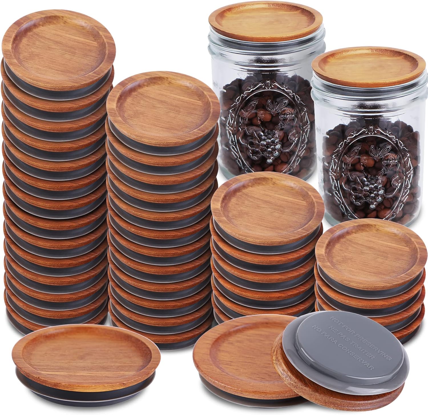 36Pack Wide Mouth Mason Jar Lids with Airtight Silicone Seal