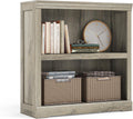 LINSY HOME 2-Tier Bookcase and Bookshelf - Compact Rustic Storage