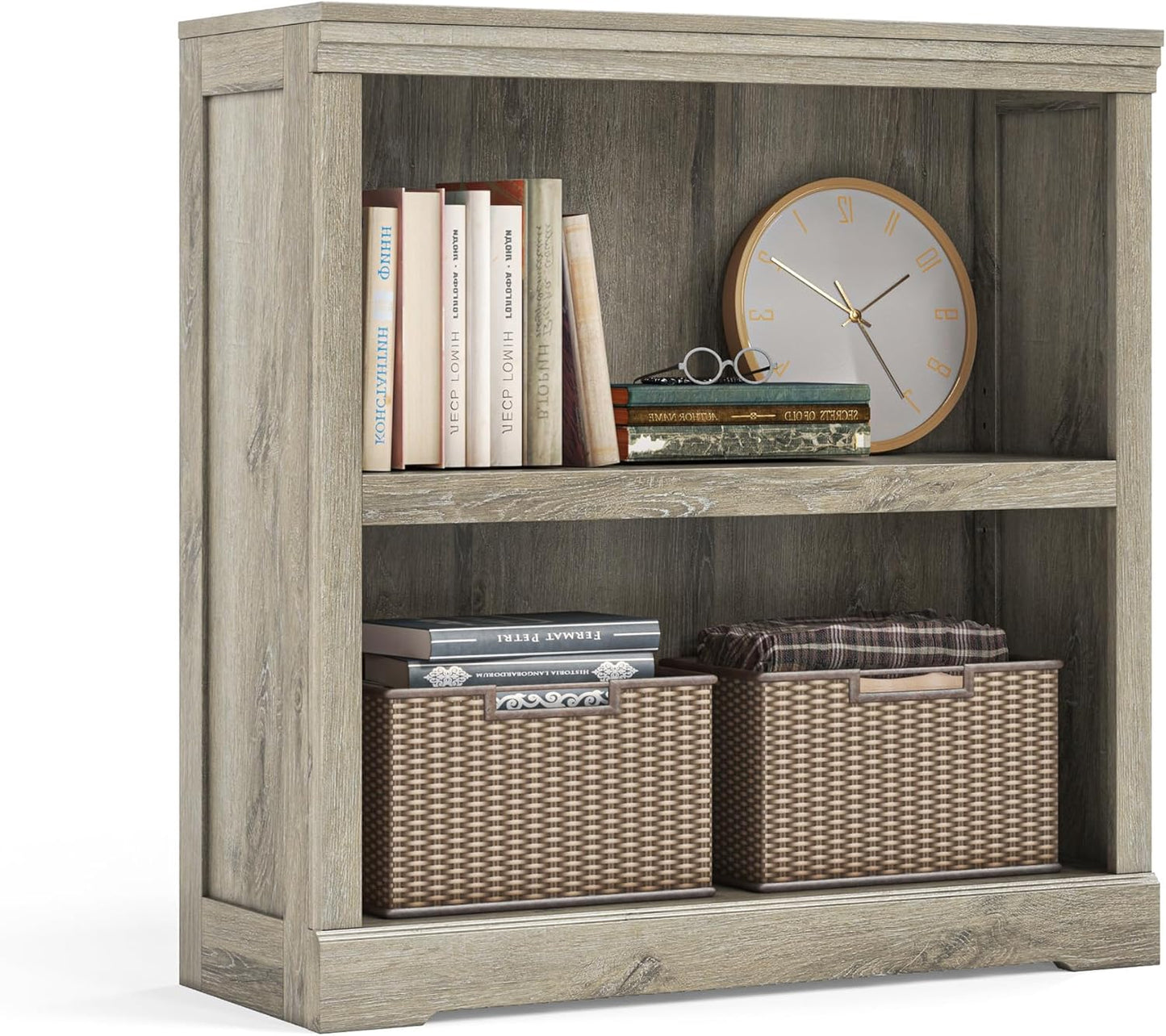 LINSY HOME 2-Tier Bookcase for Stylish Home Office Storage