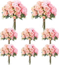 Geosar 8 Bundles Artificial Peonies Bouquet - Realistic Silk Faux