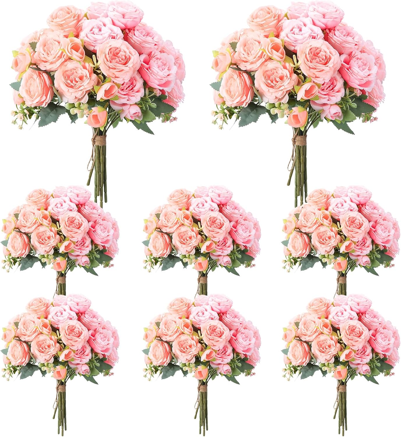 Geosar 8 Bundles Artificial Peonies Flowers for Home Decor