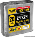 20 Mil Silver/Black Heavy Duty Tarp 24 x 24 - Waterproof, UV Resistant